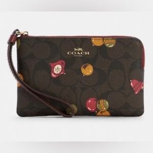 Coach Corner zip-up wristlet signature canvas printed Christmas ornament NWT